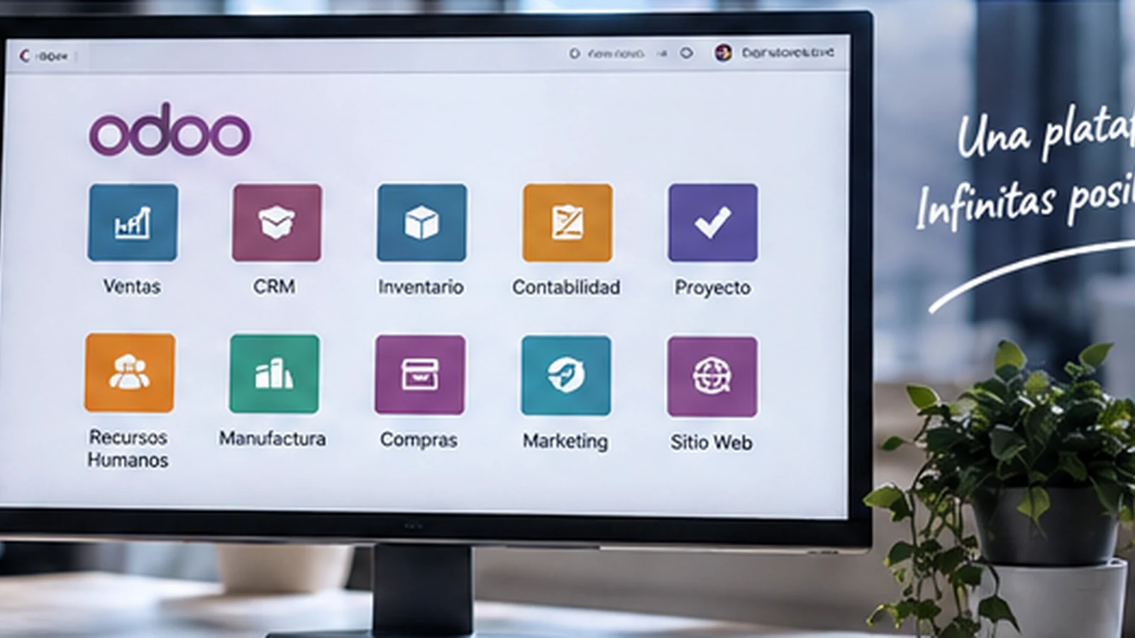 Interfaz modular de Odoo ERP en un entorno empresarial