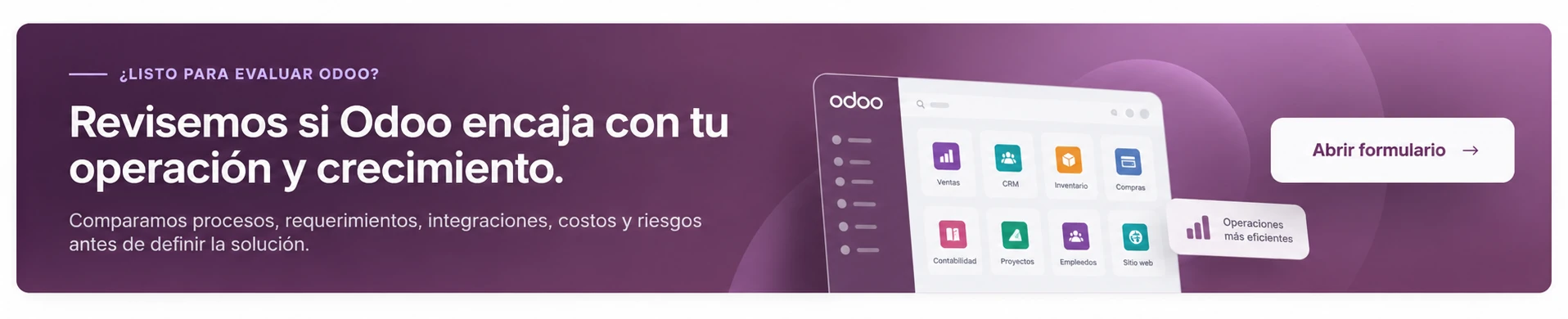 Revisemos si Odoo encaja con tu operación y crecimiento
